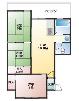 御崎南ビル(3LDK/3階)の間取り写真