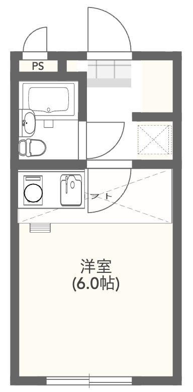 プロヴァンスA棟(ワンルーム/2階)の間取り写真