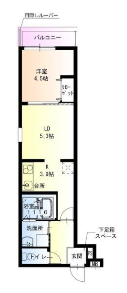 フジパレス住之江通II番館(1LDK/1階)の間取り写真