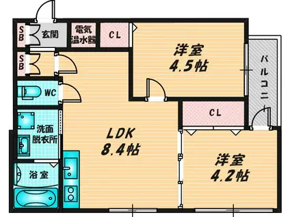 ACE GARDEN HEIGHTS Ⅰ(2LDK/1階)の間取り写真