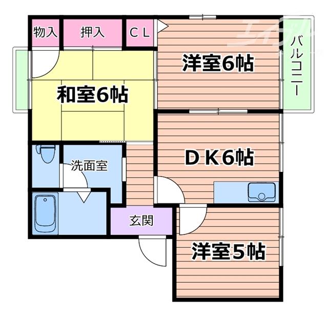 クレール摂津(3DK/1階)の間取り写真