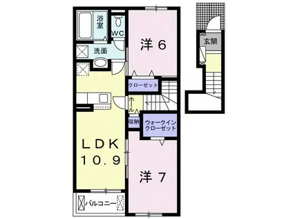 ピオニール紀の川I(2LDK/2階)の間取り写真