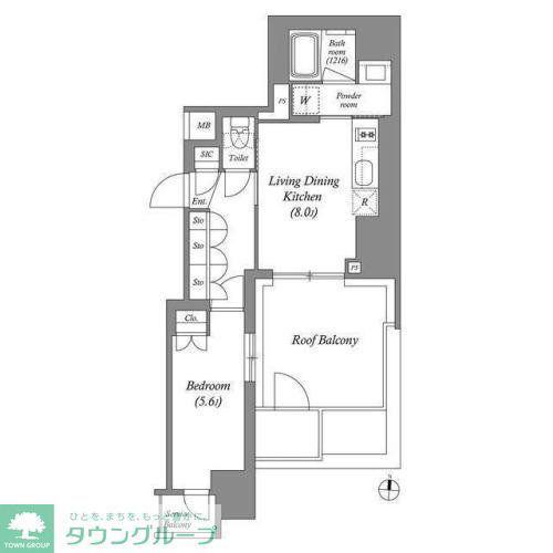 ACP RESIDENCE錦糸町(1LDK/8階)の間取り写真