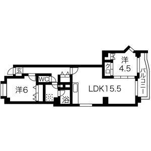 うぃる歌里(2LDK/3階)の間取り写真