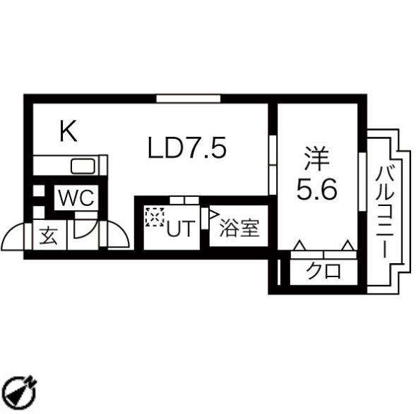 GLASS MARE西町(1LDK/4階)の間取り写真