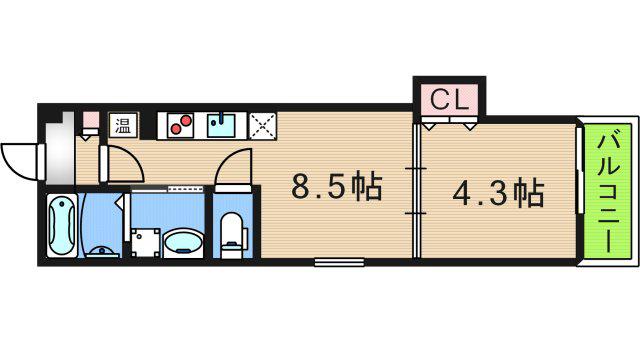 GRANDIR玉出(1LDK/3階)の間取り写真