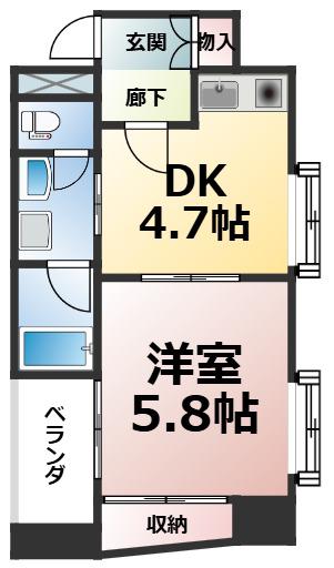 イマージュ池下(1DK/7階)の間取り写真