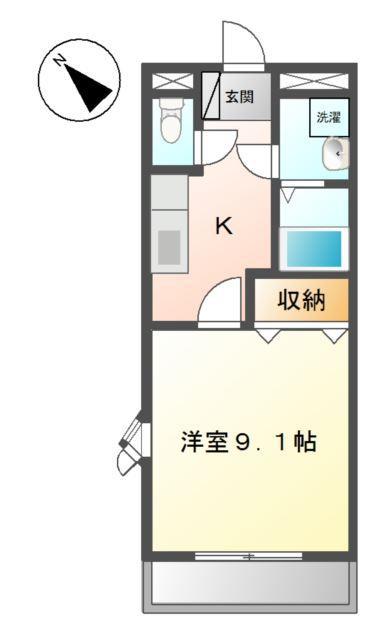Α・21(1K/1階)の間取り写真