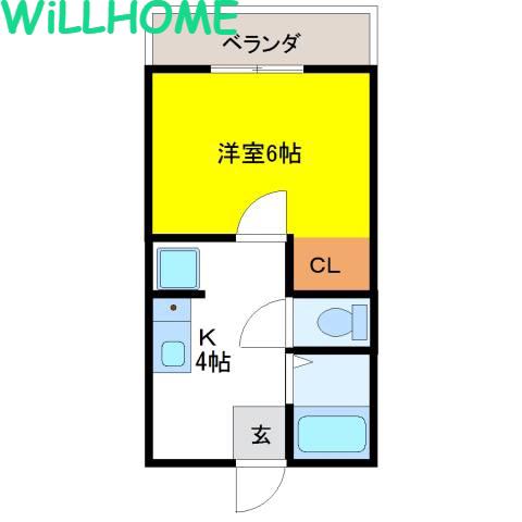 エクストリーム新在家A棟(1K/1階)の間取り写真