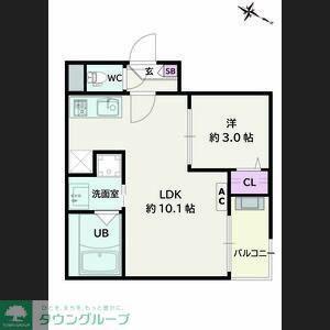 JACK UNOKII(1LDK/3階)の間取り写真