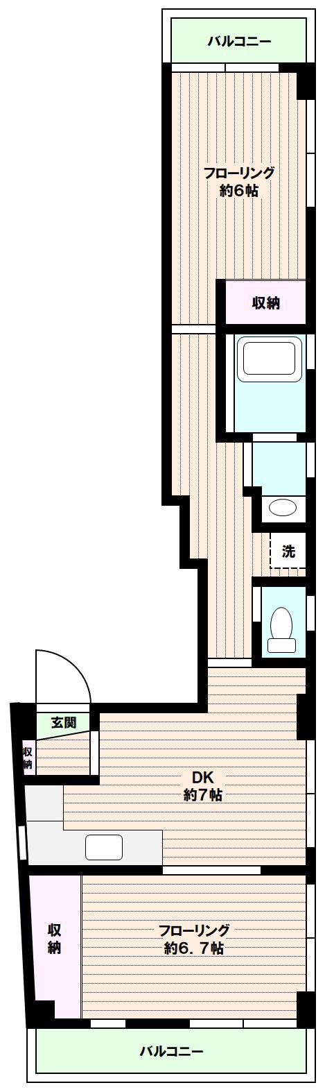 柳川ビル(2DK/3階)の間取り写真