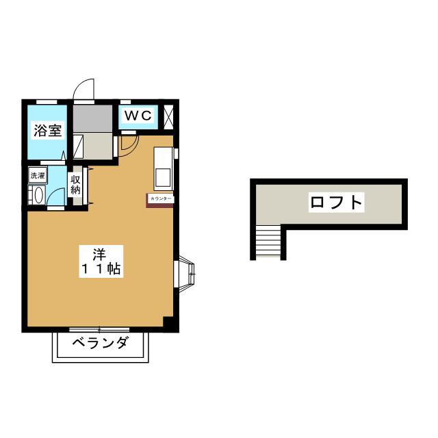 ワインテラス(ワンルーム/2階)の間取り写真