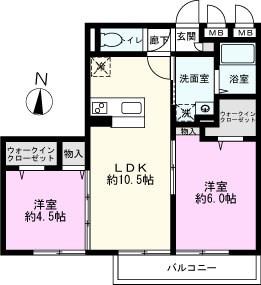イリオス(2LDK/2階)の間取り写真
