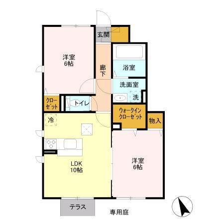 アムール(2LDK/2階)の間取り写真