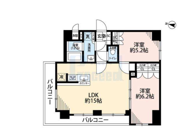 プレール・ドゥーク板橋舟渡(1SLDK/4階)の間取り写真