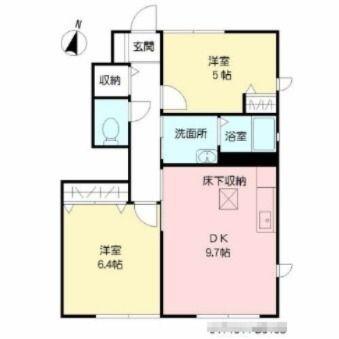アルブルージュB棟(2DK/1階)の間取り写真