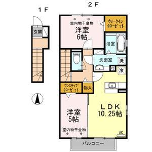 近鉄名古屋線 川越富洲原駅 徒歩20分 2階建 築13年(2LDK/2階)の間取り写真