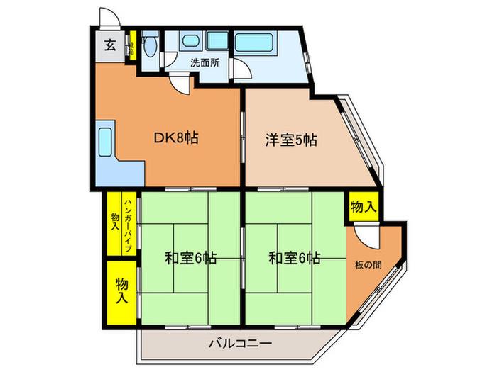 第二・三和ビル(3DK/3階)の間取り写真