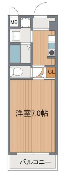 カーライル堺市駅前(1K/2階)の間取り写真