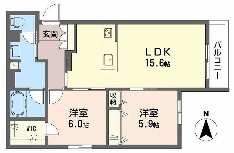 シャーメゾン グランクロア(2LDK/2階)の間取り写真