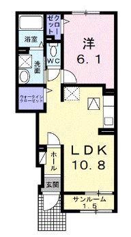 スペランツァII(1LDK/1階)の間取り写真