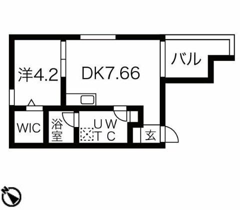 PRECHER 道徳通(1DK/2階)の間取り写真