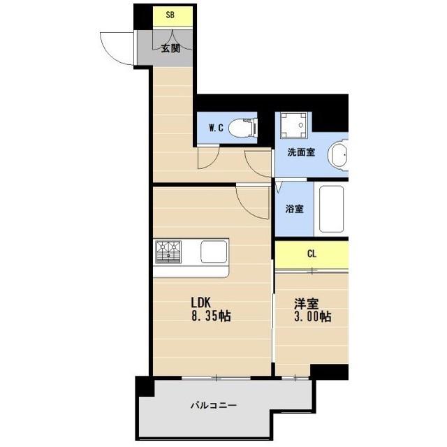 KL箱崎(1LDK/6階)の間取り写真