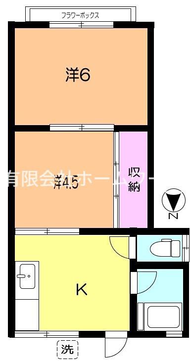 コーポ手柴(2K/2階)の間取り写真