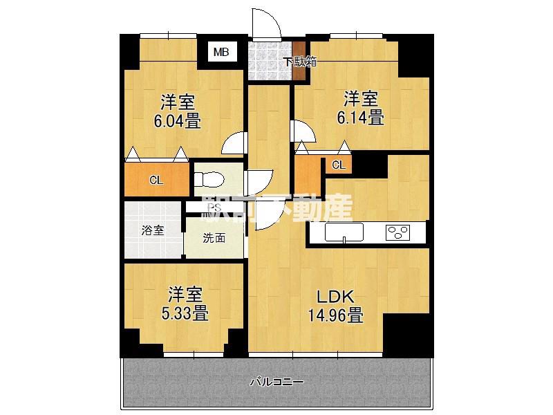 TOMOEビル(3LDK/7階)の間取り写真