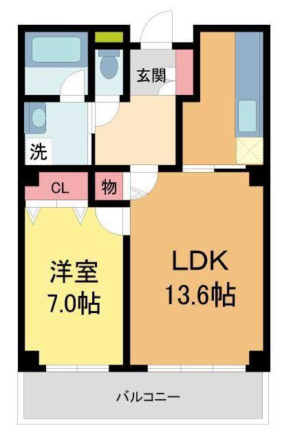 グランドール宝塚(1LDK/1階)の間取り写真
