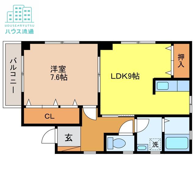 ランドハウス(1LDK/3階)の間取り写真