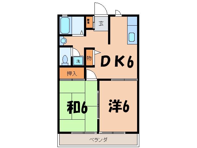 ル・ピリエ(2DK/1階)の間取り写真