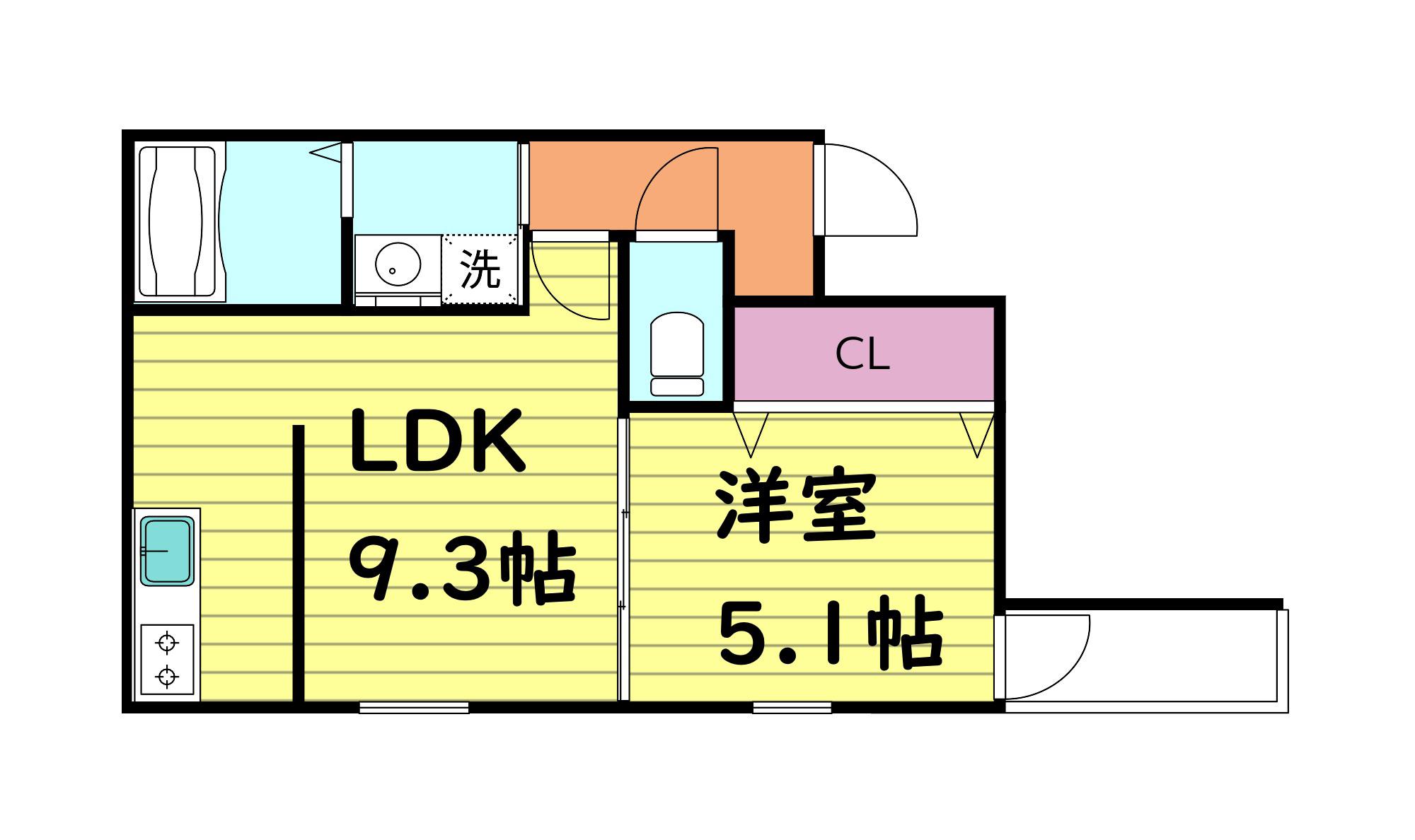 フジパレス城東諏訪サウスIII番館(1LDK/1階)の間取り写真