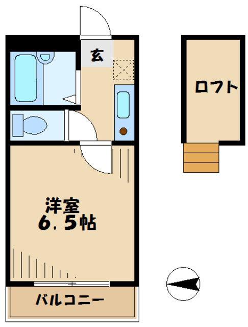 パレットワン百合ヶ丘(1K/2階)の間取り写真