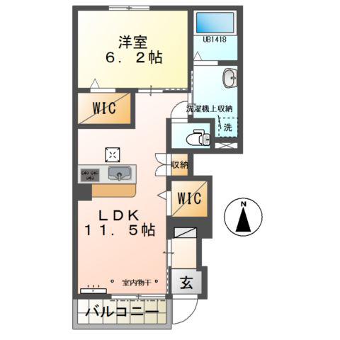 フィオーレIII(1LDK/1階)の間取り写真