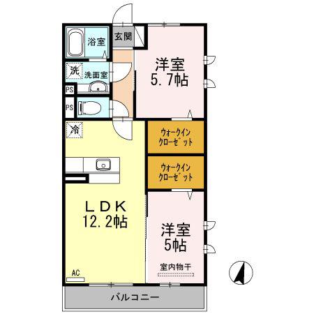 プレミーナコート(2LDK/3階)の間取り写真