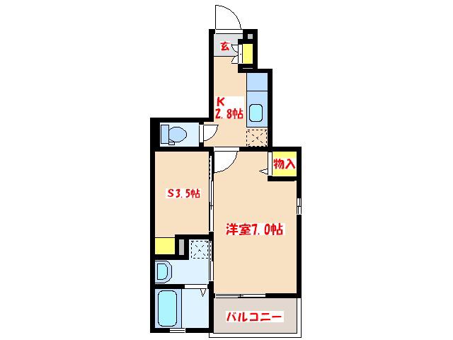 リバーサイド・グラースK(1SK/1階)の間取り写真