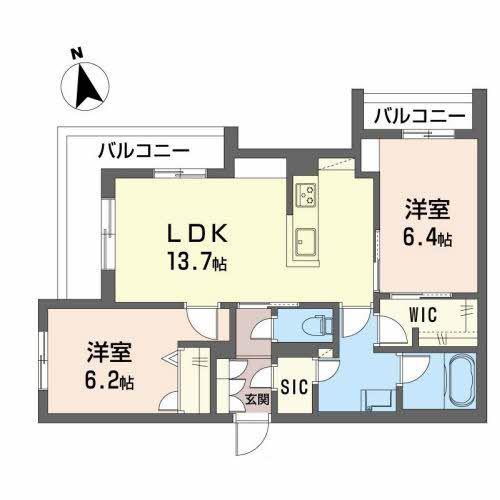SHAMAISON SHIBUYA(2LDK/2階)の間取り写真