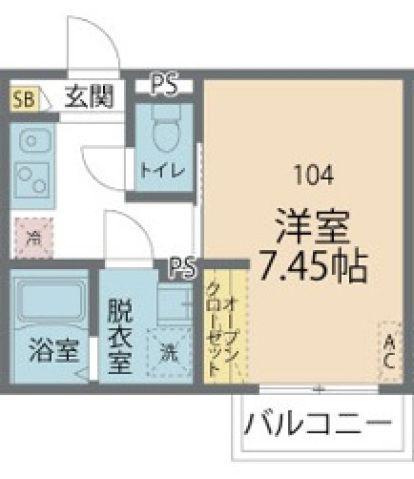 カインドネス北浦和(1K/1階)の間取り写真