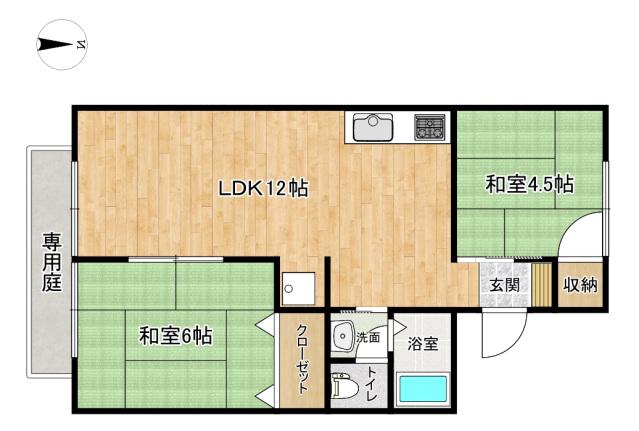 コーポ田渕(2LDK/1階)の間取り写真