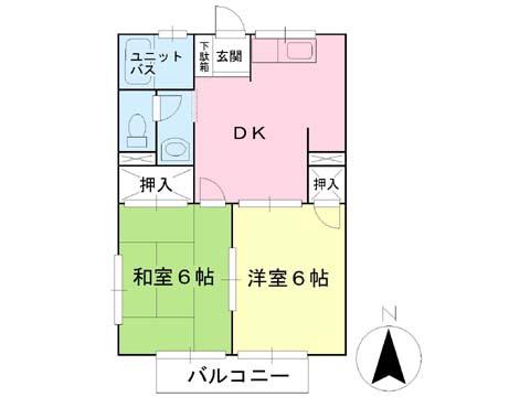 コーポ阿部B(2DK/1階)の間取り写真