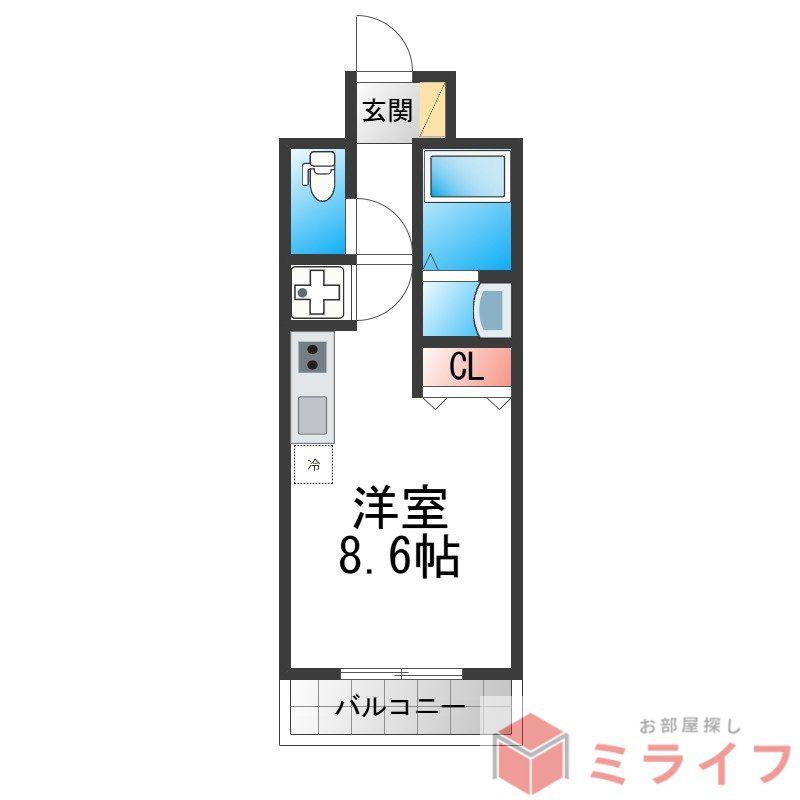 リフレス天王寺国分町(ワンルーム/13階)の間取り写真