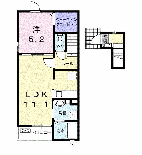 ル・フォンテーヌ A(1LDK/2階)の間取り写真
