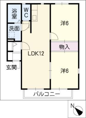 ガーデンハイツ3番館(2LDK/1階)の間取り写真