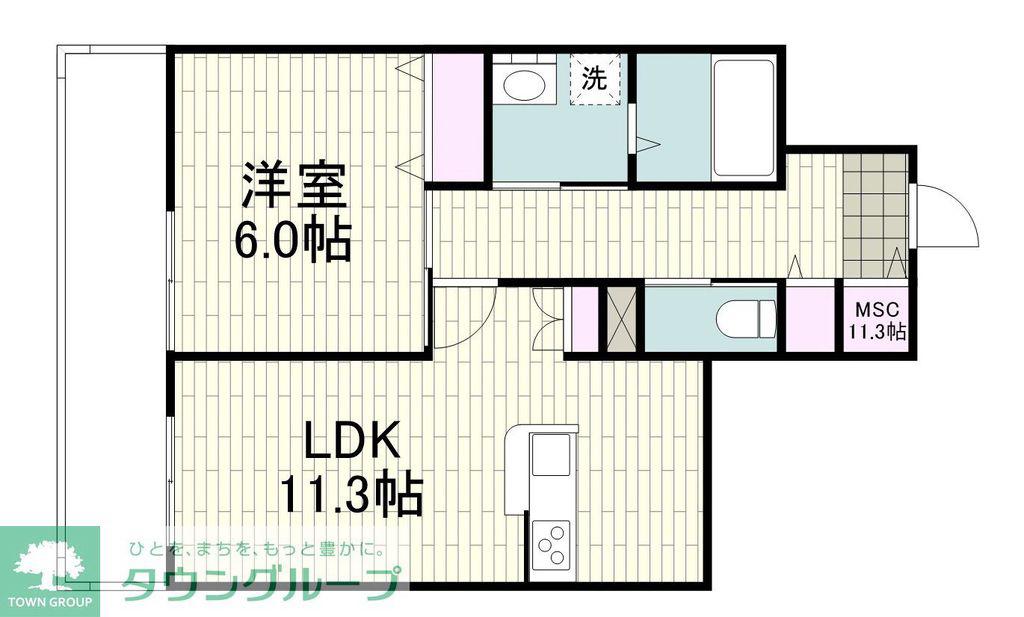 佃野町メゾン(1LDK/1階)の間取り写真