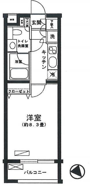 パレステュディオ中目黒(1K/2階)の間取り写真