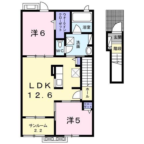 サンモール千の春 II(2LDK/2階)の間取り写真