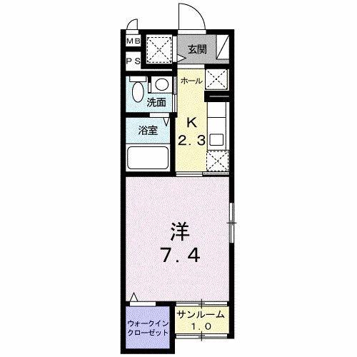 ラフレシール(1K/1階)の間取り写真