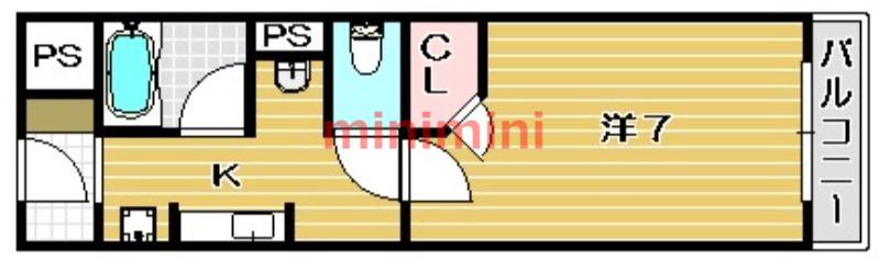 ヴィラさくら(1K/2階)の間取り写真