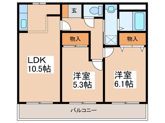 ハイツセイミヤ(2LDK/2階)の間取り写真